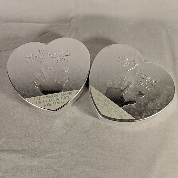 NEW "My Tiny Hand Print" C.R. Gibson Baby Heart Shaped Kit in Silver Box Plaster - Picture 7 of 7